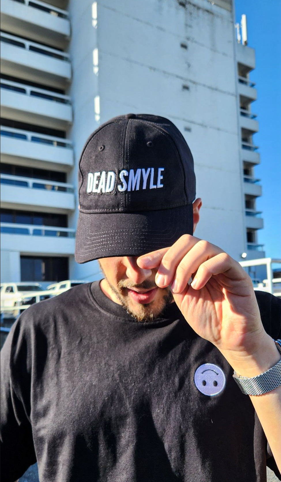 Organic Dead Smyle Dad Hat - Black / White